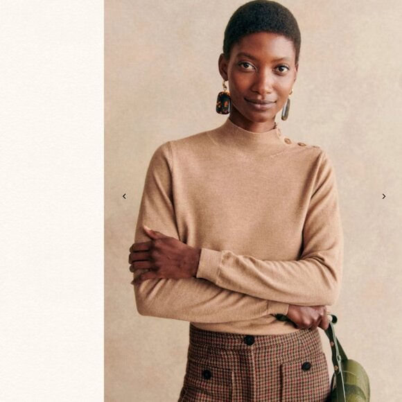New Sezane Merino Wool Jacob Sweater in Camel  Size S - Picture 1 of 12